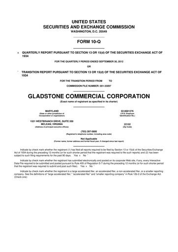 Thumbnail Gladstone Commercial 10-Q Quarterly Report FY2012 