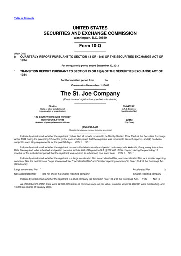 Thumbnail St. Joe Company
 10-Q Quarterly Report FY2012 