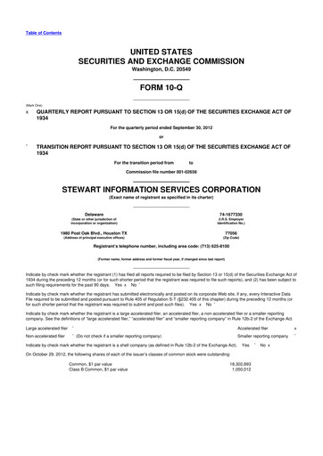 Thumbnail Stewart Information Services 10-Q Quarterly Report FY2012 
