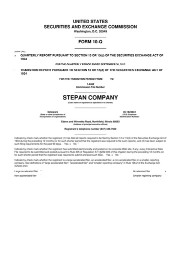 Thumbnail Stepan Company
 10-Q Quarterly Report FY2012 