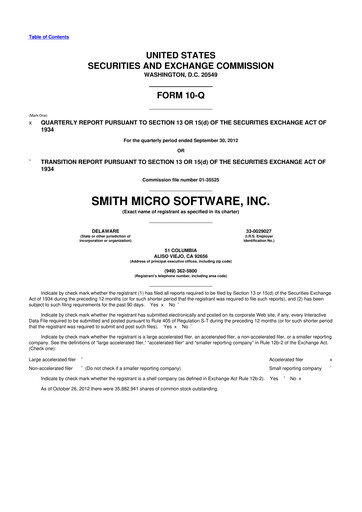 Thumbnail Smith Micro Software
 10-Q Quarterly Report FY2012 