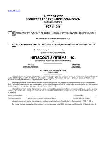 Thumbnail NETSCOUT 10-Q Quarterly Report FY2013 