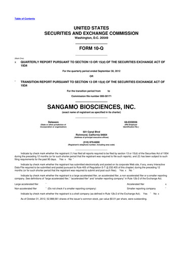 Thumbnail Sangamo Therapeutics
 10-Q Quarterly Report FY2012 