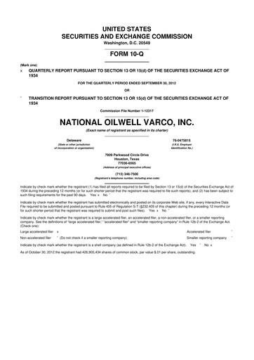 Thumbnail NOV 10-Q Quarterly Report FY2012 