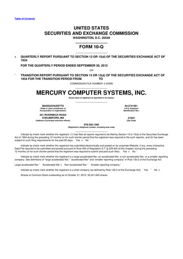 Thumbnail Mercury Systems 10-Q Quarterly Report FY2012 