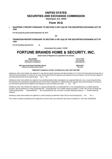 Thumbnail Fortune Brands Innovations 10-Q Quarterly Report FY2012 