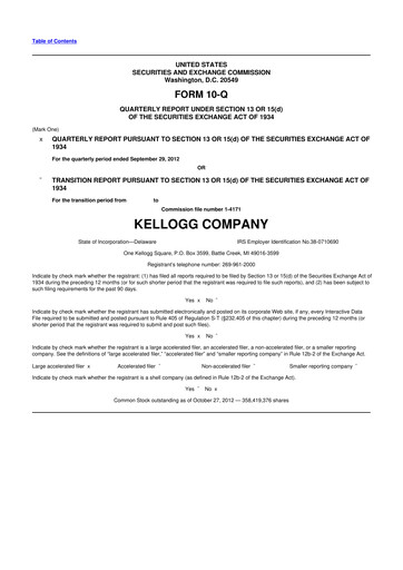 Thumbnail Kellanova 
 (Kellogg's) 10-Q Quarterly Report FY2012 