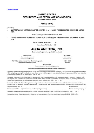 Thumbnail Essential Utilities
 10-Q Quarterly Report FY2012 