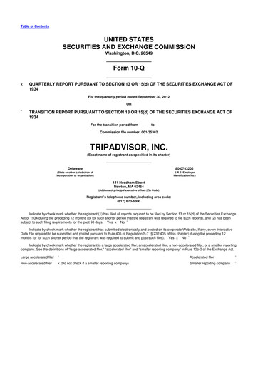 Thumbnail TripAdvisor 10-Q Quarterly Report FY2012 