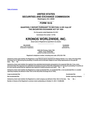 Thumbnail Kronos Worldwide 10-Q Quarterly Report FY2012 