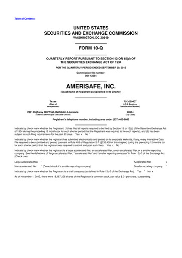 Thumbnail AMERISAFE 10-Q Quarterly Report FY2012 