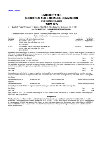 Thumbnail Consolidated Edison 10-Q Quarterly Report FY2012 