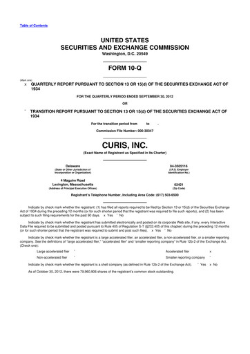 Thumbnail Curis 10-Q Quarterly Report FY2012 