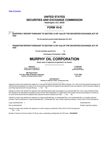 Thumbnail Murphy Oil
 10-Q Quarterly Report FY2012 