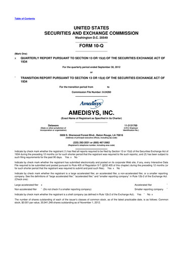 Thumbnail Amedisys 10-Q Quarterly Report FY2012 