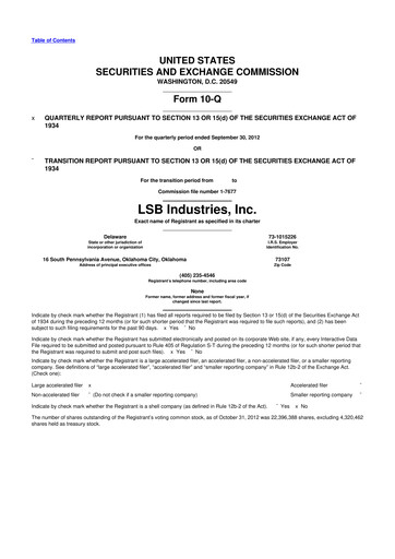Thumbnail LSB Industries 10-Q Quarterly Report FY2012 