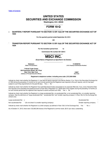 Vorschaubild MSCI 10-Q Quartalsbericht 2012 