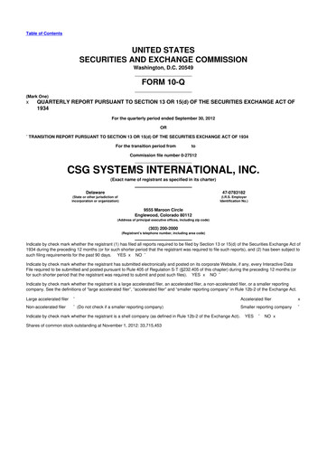 Thumbnail CSG International
 10-Q Quarterly Report FY2012 
