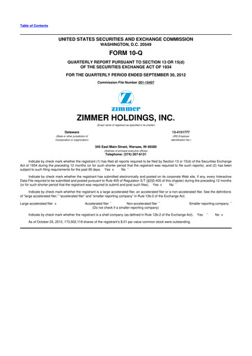 Thumbnail Zimmer Biomet 10-Q Quarterly Report FY 