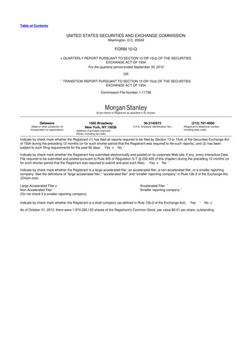 Thumbnail Morgan Stanley 10-Q Quarterly Report FY2012 