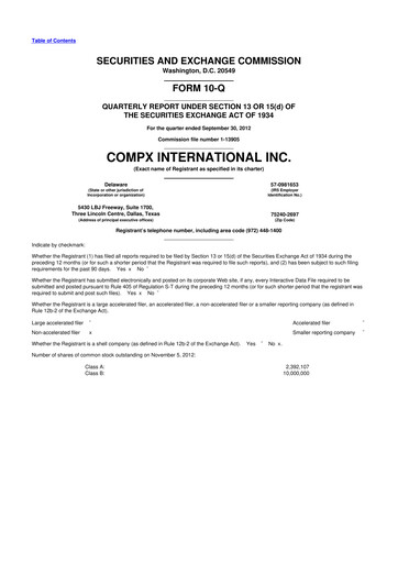 Thumbnail CompX International 10-Q Quarterly Report FY2012 