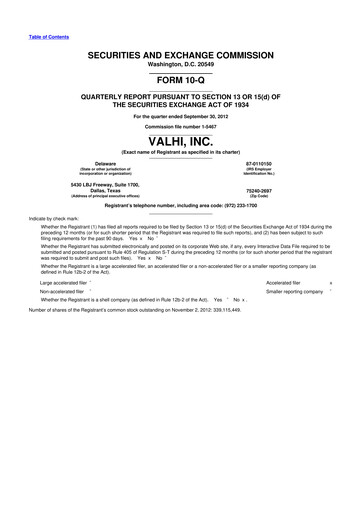 Thumbnail Valhi 10-Q Quarterly Report FY2012 