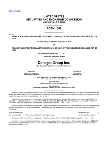 Thumbnail Donegal Group 10-Q Quarterly Report FY2012 
