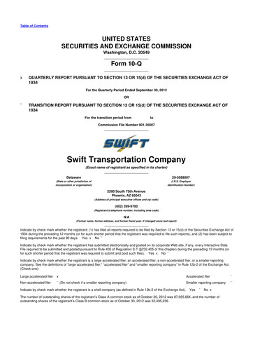 Thumbnail Knight-Swift Transportation
 10-Q Quarterly Report FY2012 