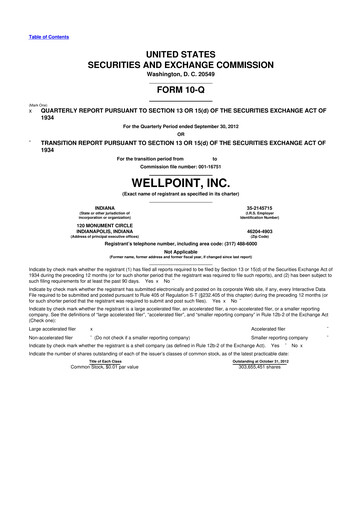 Thumbnail Elevance Health 10-Q Quarterly Report FY2012 