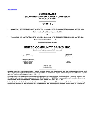 Miniature United Community Bank 10-Q Rapport trimestriel  