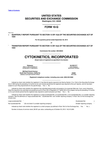 Thumbnail Cytokinetics
 10-Q Quarterly Report FY2012 