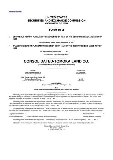 Vorschaubild CTO Realty Growth 10-Q Quartalsbericht 2012 