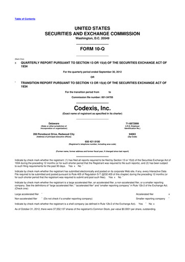 Thumbnail Codexis
 10-Q Quarterly Report FY2012 