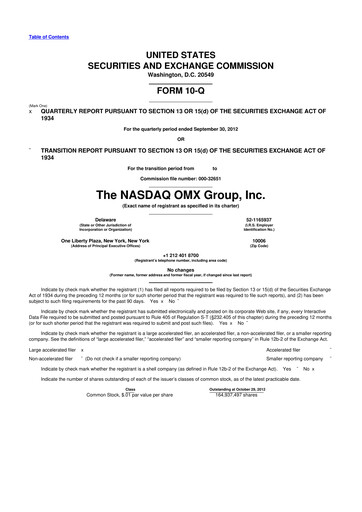 Thumbnail Nasdaq 10-Q Quarterly Report FY2012 