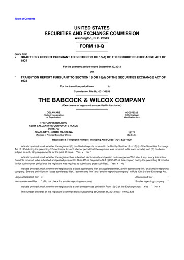 Vorschaubild BWX Technologies
 10-Q Quartalsbericht 2012 