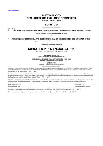 Thumbnail Medallion Financial Corp. 10-Q Quarterly Report FY 