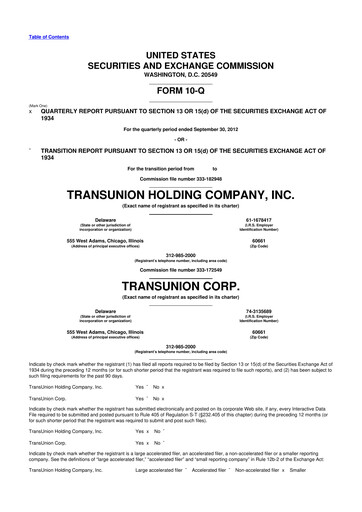 Vorschaubild TransUnion 10-Q Quartalsbericht  