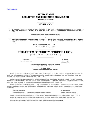 Vorschaubild Strattec Security 10-Q Quartalsbericht 2013 