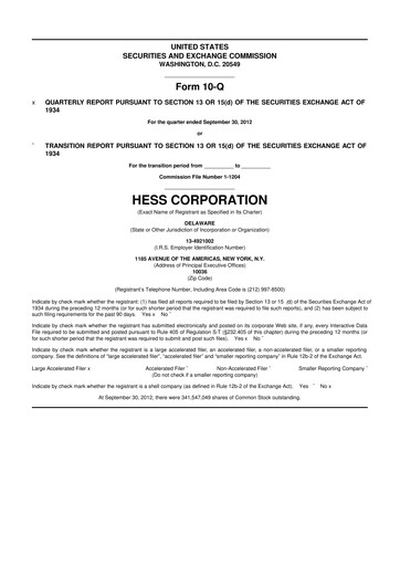Vorschaubild Hess 10-Q Quartalsbericht 2012 