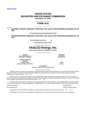 Thumbnail Vaalco Energy
 10-Q Quarterly Report FY2012 