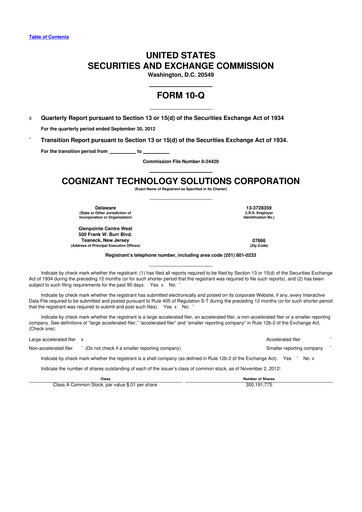 Vorschaubild Cognizant Technology Solutions  10-Q Quartalsbericht 2012 