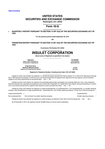 Thumbnail Insulet 10-Q Quarterly Report FY2012 