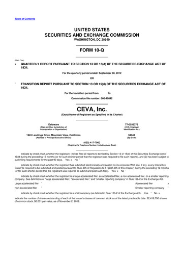 Thumbnail CEVA
 10-Q Quarterly Report FY2012 