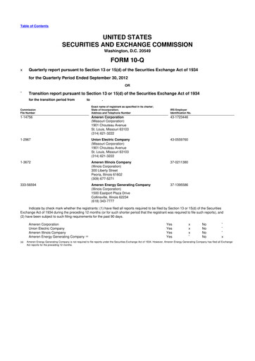 Thumbnail Ameren
 10-Q Quarterly Report FY 