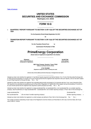 Thumbnail PrimeEnergy Resources 10-Q Quarterly Report FY2012 