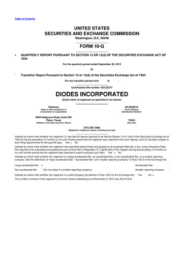 Thumbnail Diodes Incorporated 10-Q Quarterly Report FY2012 