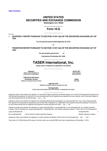 Thumbnail Axon Enterprise
 10-Q Quarterly Report FY2012 