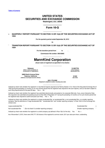 Thumbnail MannKind Corp 10-Q Quarterly Report FY2012 