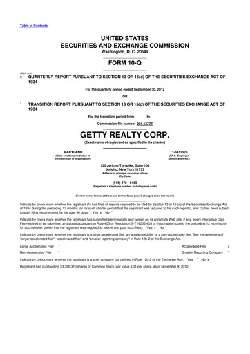 Thumbnail Getty Realty 10-Q Quarterly Report FY2012 