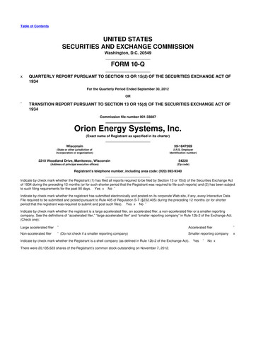 Thumbnail Orion Energy Systems
 10-Q Quarterly Report FY2013 